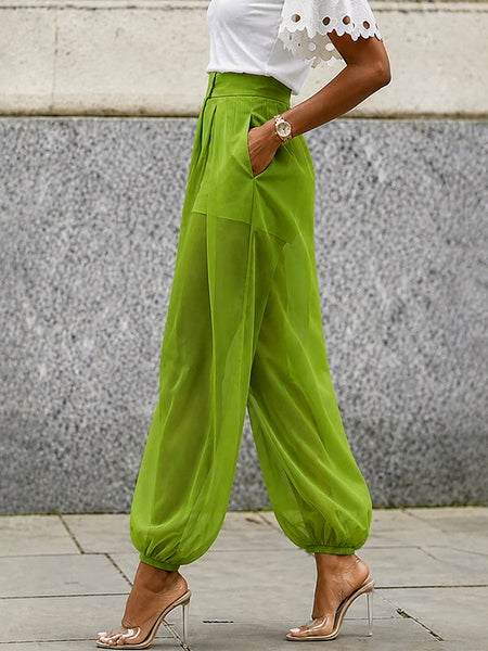 Sheer Wide-Leg Jogger Pants