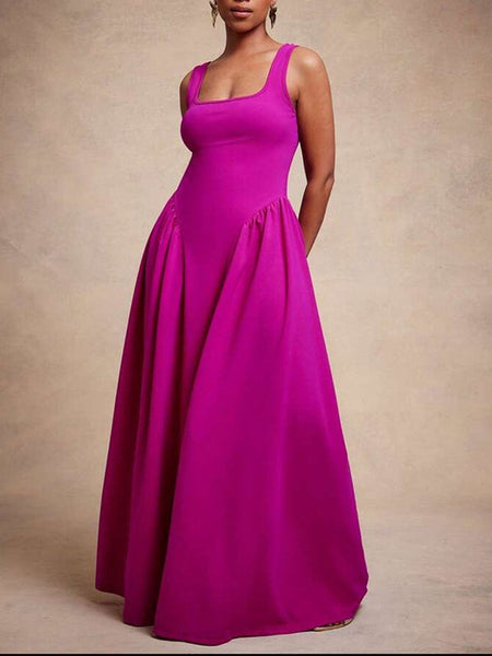 Solid Ruched Sleeveless Dress