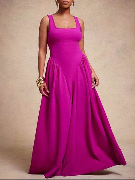 Solid Ruched Sleeveless Dress