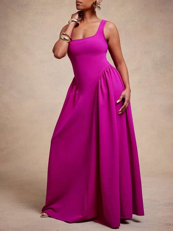 Solid Ruched Sleeveless Dress