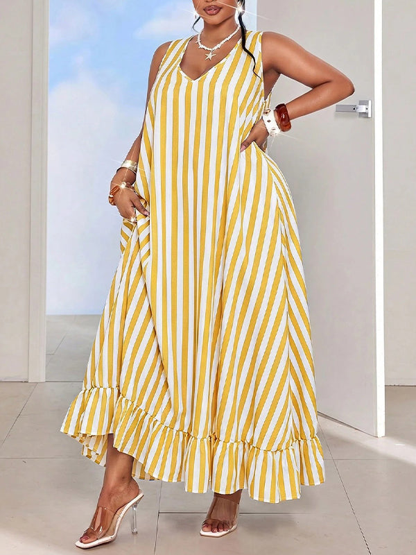 Ruffle-Hem Sleeveless Dress