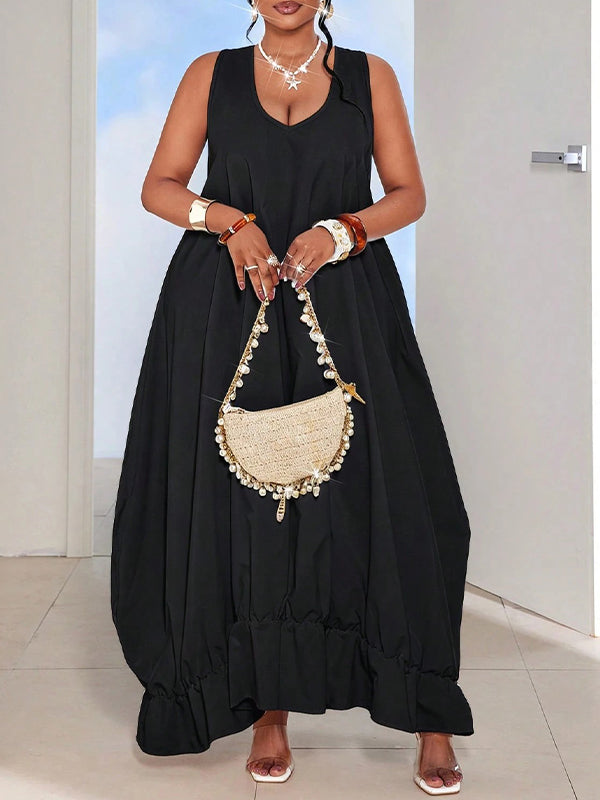 Ruffle-Hem Sleeveless Dress