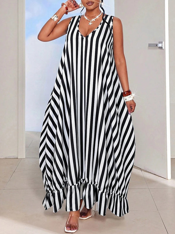 Ruffle-Hem Sleeveless Dress