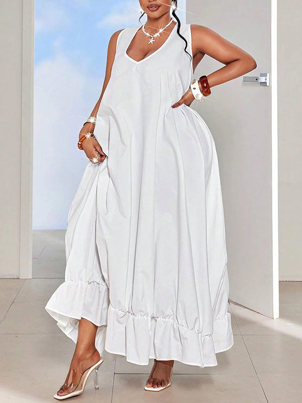 Ruffle-Hem Sleeveless Dress