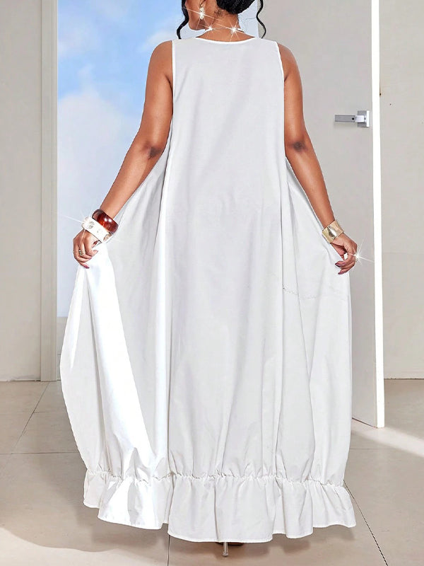 Ruffle-Hem Sleeveless Dress