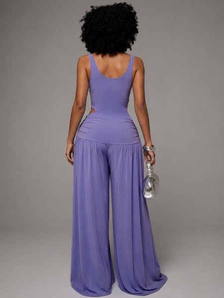 Solid Sleeveless Wide-Leg Jumpsuit