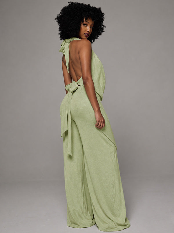 Cowl-Neck Halter Top & Pants Set
