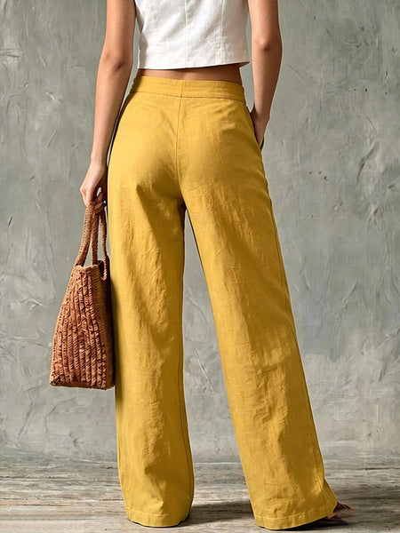Solid Wide-Leg Pants