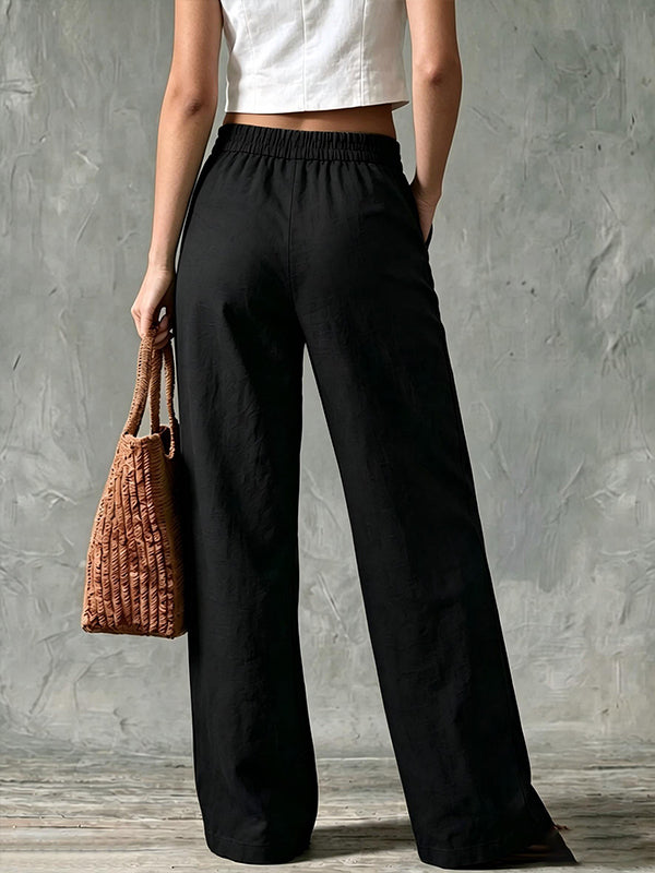 Solid Wide-Leg Pants