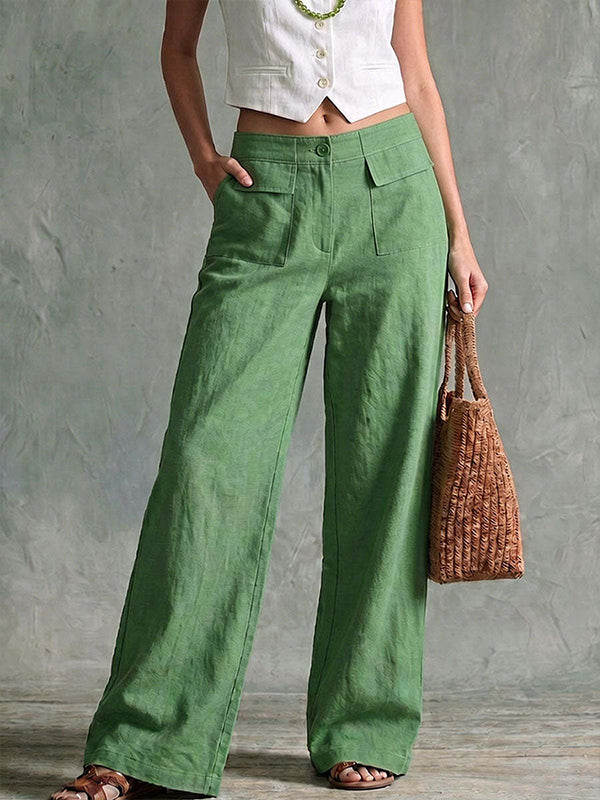 Solid Wide-Leg Pants