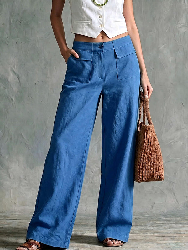 Solid Wide-Leg Pants