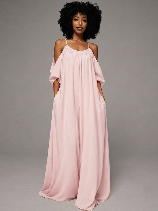 Solid Cold-Shoulder Cami Dress