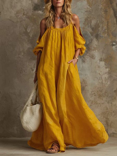 Solid Cold-Shoulder Cami Dress