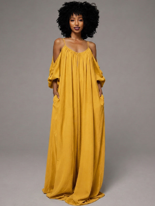 Solid Cold-Shoulder Cami Dress