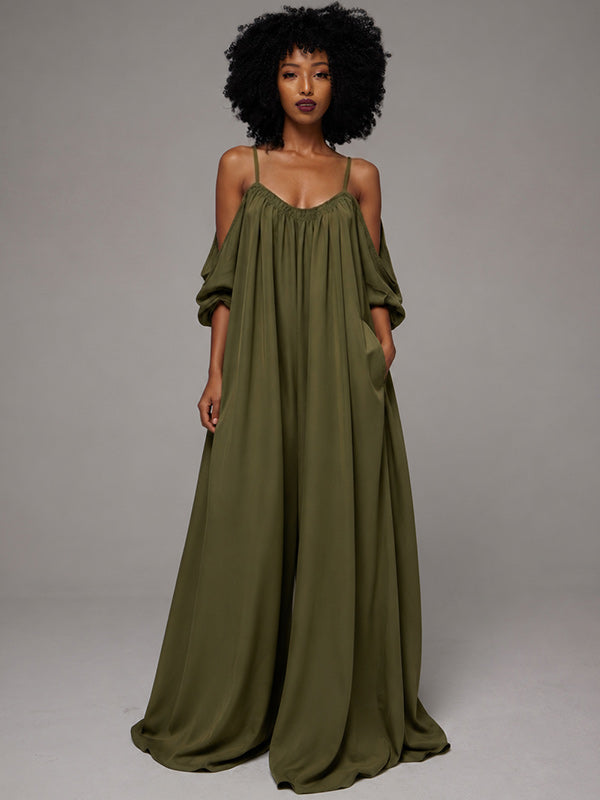 Solid Cold-Shoulder Cami Dress