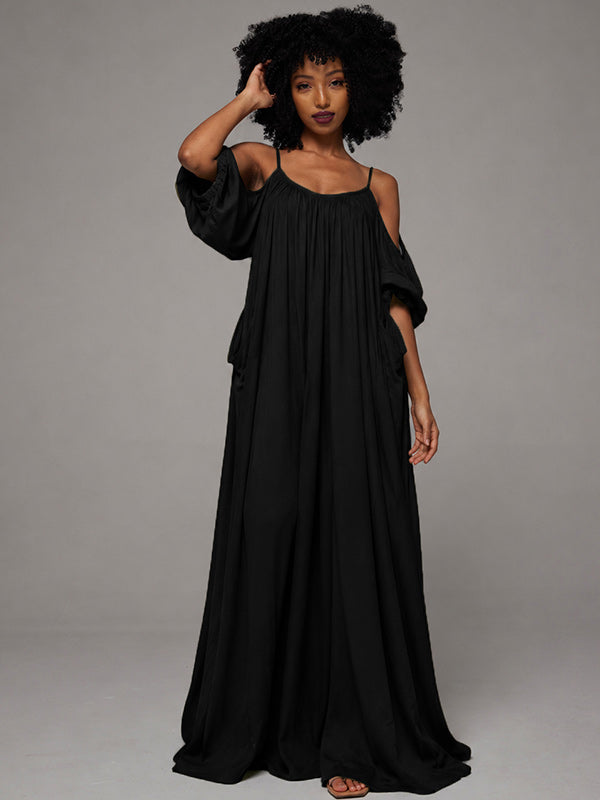 Solid Cold-Shoulder Cami Dress