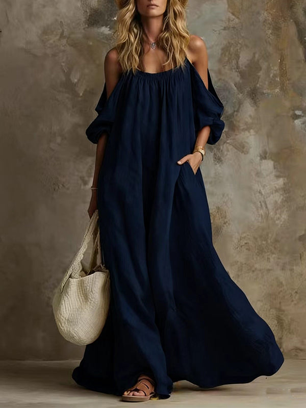Solid Cold-Shoulder Cami Dress