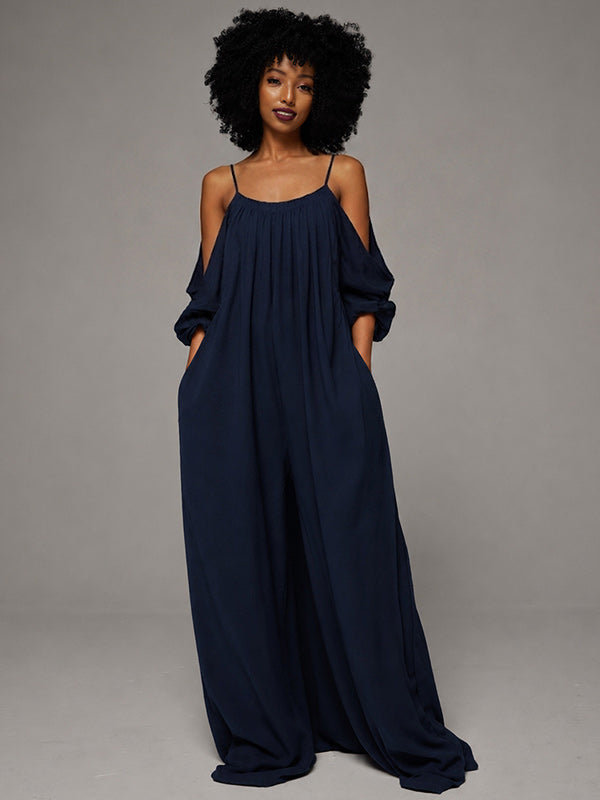 Solid Cold-Shoulder Cami Dress