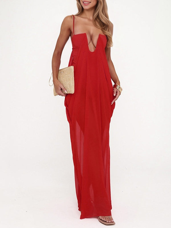 Sheer-Combo Cami Dress