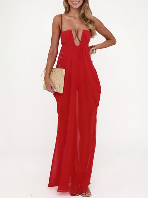 Sheer-Combo Cami Dress