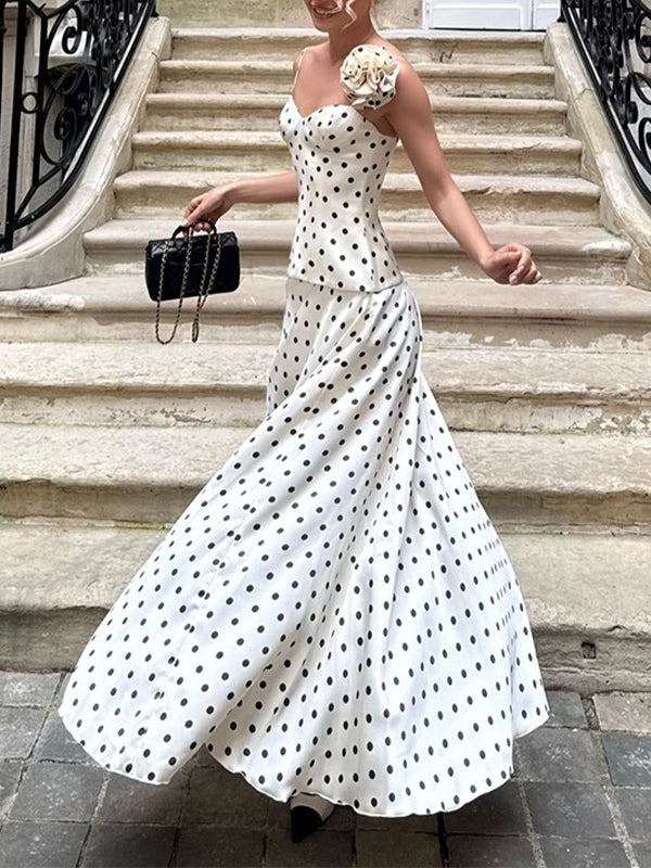 3D Floral Dot Cami Top & Skirt Set