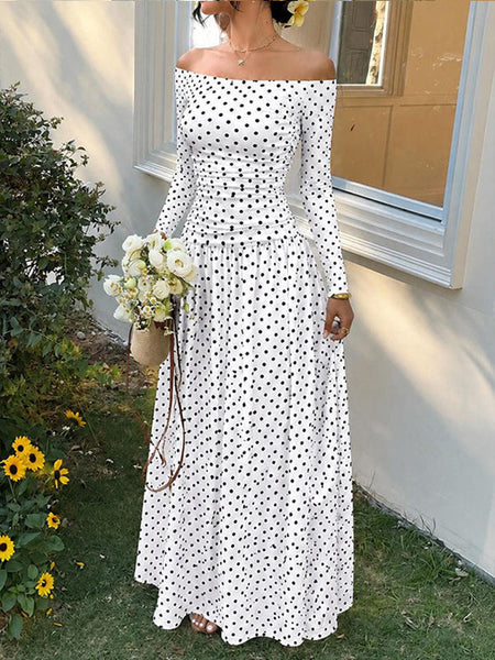 Dot Off-Shoulder Maxi Dress