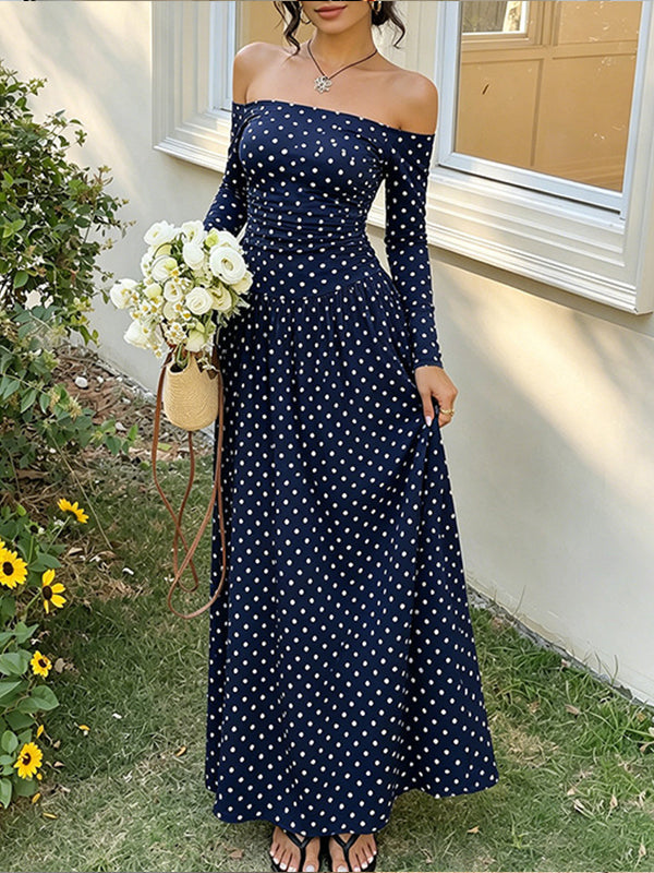 Dot Off-Shoulder Maxi Dress