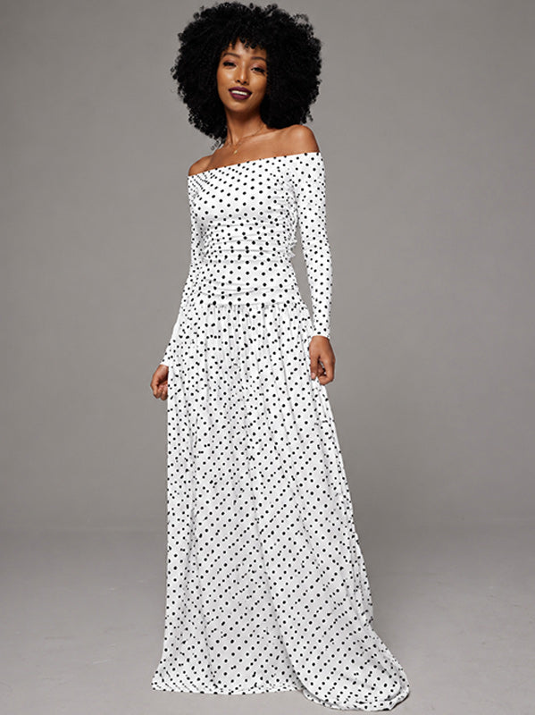 Dot Off-Shoulder Maxi Dress