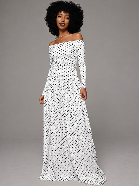 Dot Off-Shoulder Maxi Dress