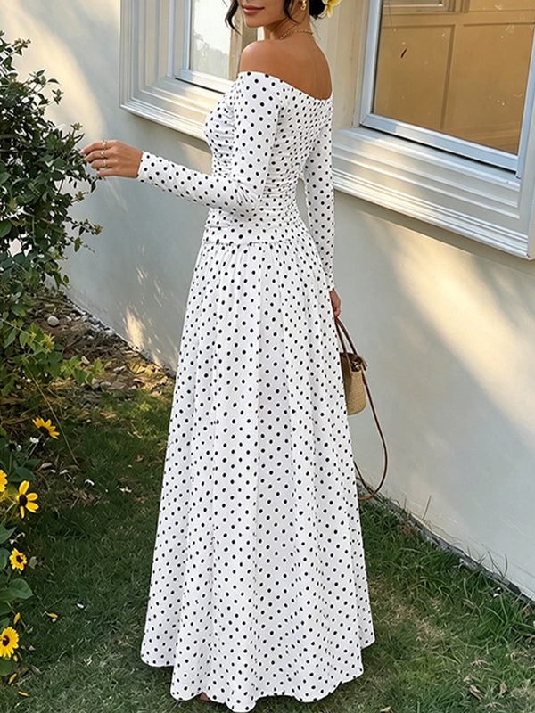Dot Off-Shoulder Maxi Dress