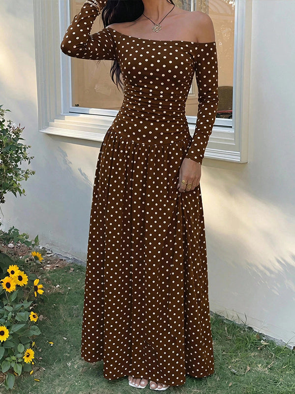 Dot Off-Shoulder Maxi Dress