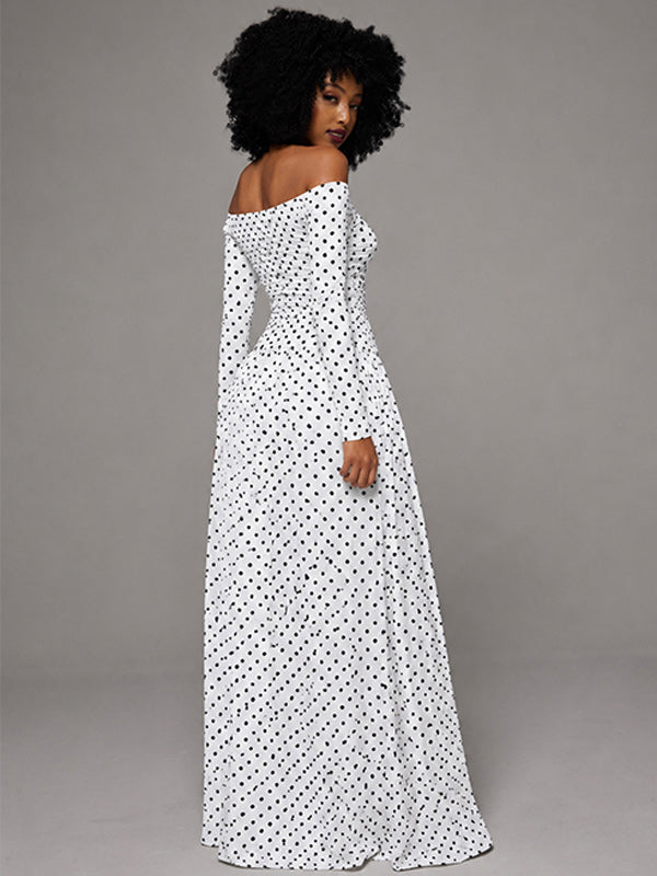 Dot Off-Shoulder Maxi Dress