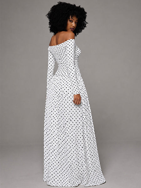 Dot Off-Shoulder Maxi Dress