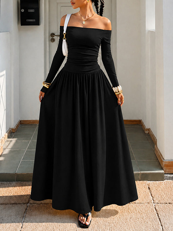 Dot Off-Shoulder Maxi Dress
