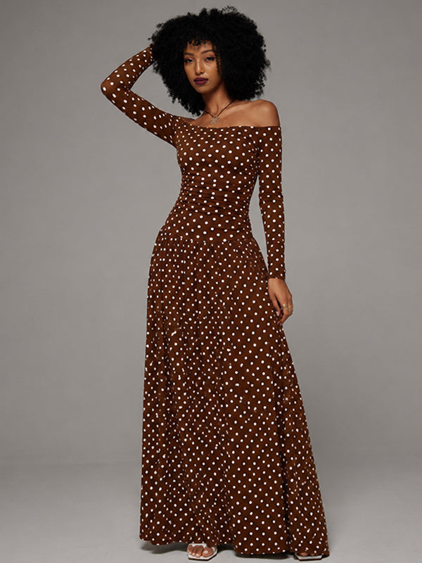 Dot Off-Shoulder Maxi Dress
