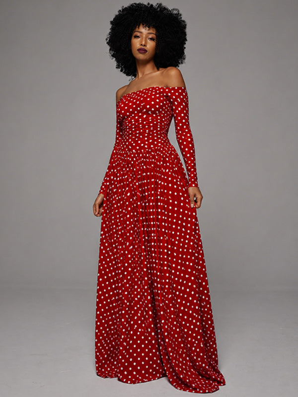 Dot Off-Shoulder Maxi Dress