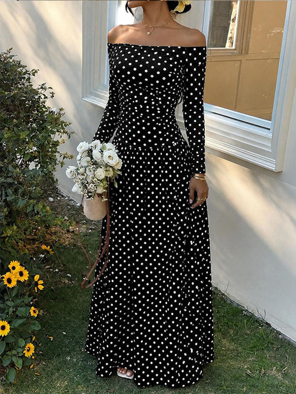 Dot Off-Shoulder Maxi Dress