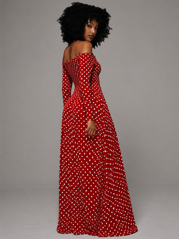 Dot Off-Shoulder Maxi Dress