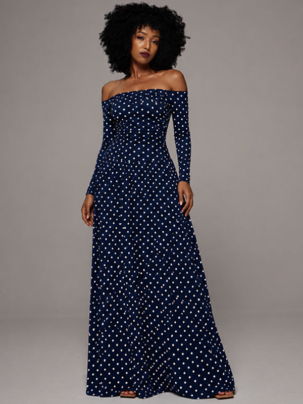 Dot Off-Shoulder Maxi Dress