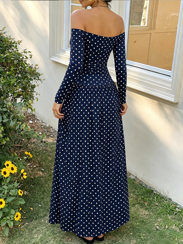 Dot Off-Shoulder Maxi Dress