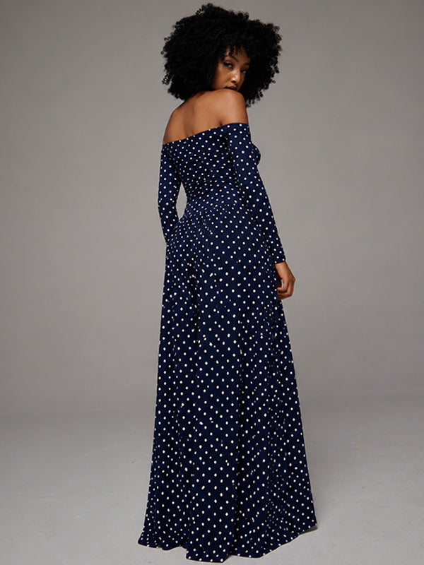 Dot Off-Shoulder Maxi Dress