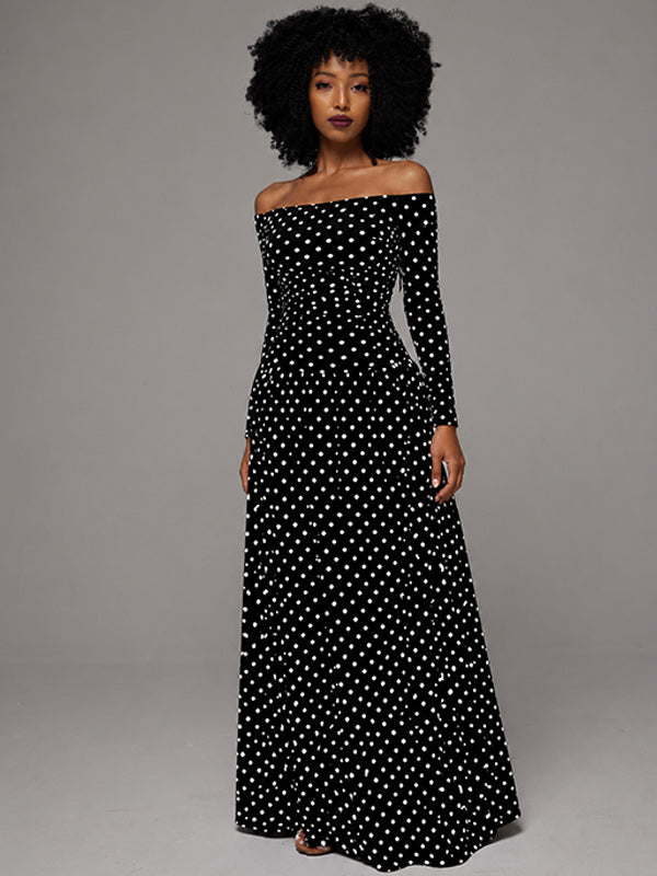 Dot Off-Shoulder Maxi Dress