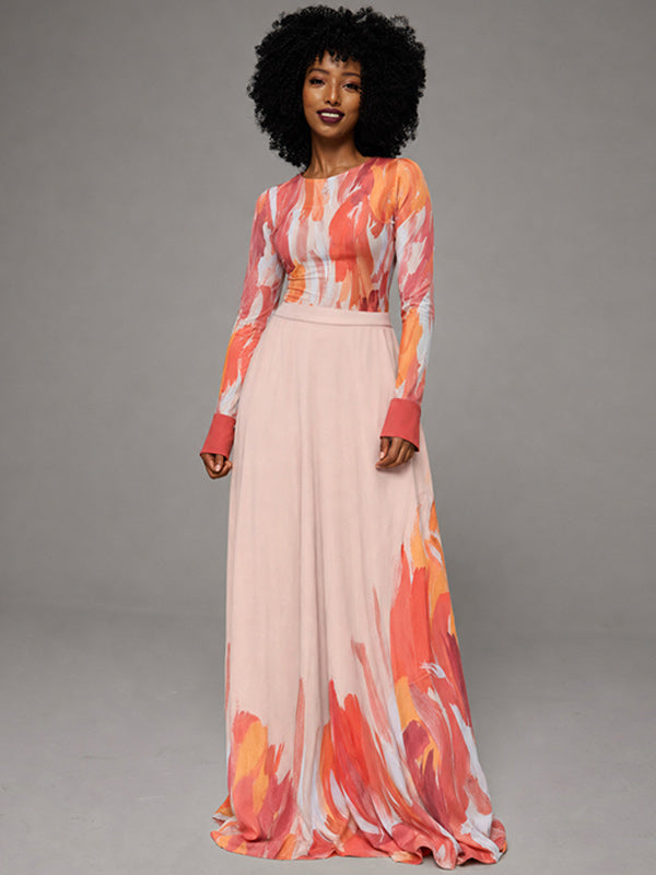 Printed Combo Maxi Dress