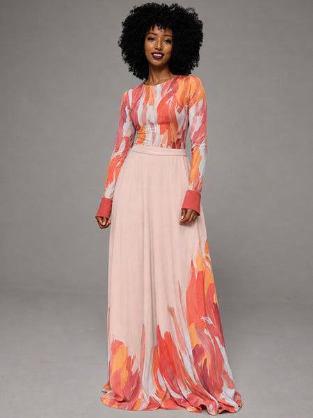 Printed Combo Maxi Dress