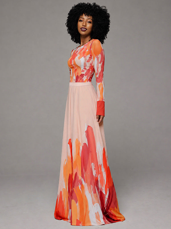 Printed Combo Maxi Dress
