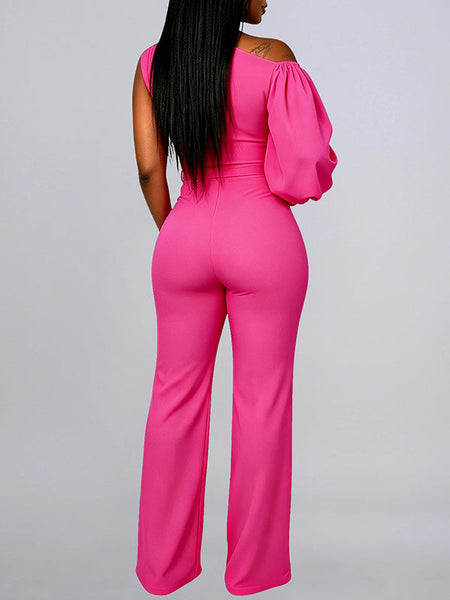 Solid Boat-Neck Tied Jumpsuit