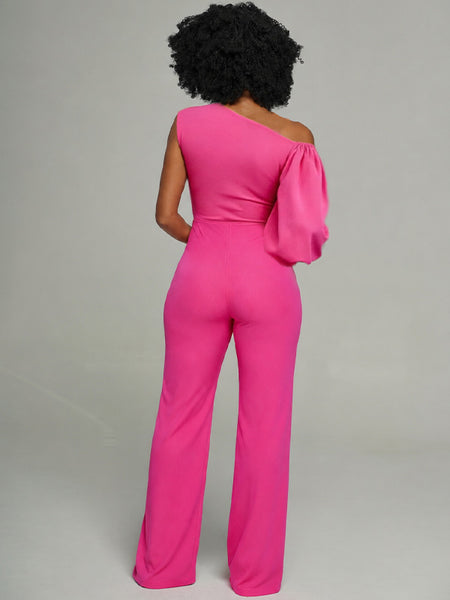 Solid Boat-Neck Tied Jumpsuit