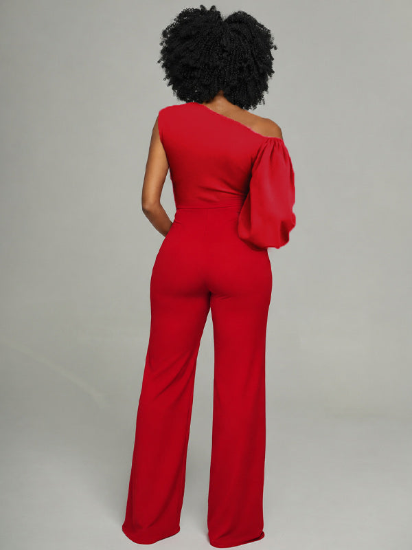Solid Boat-Neck Tied Jumpsuit
