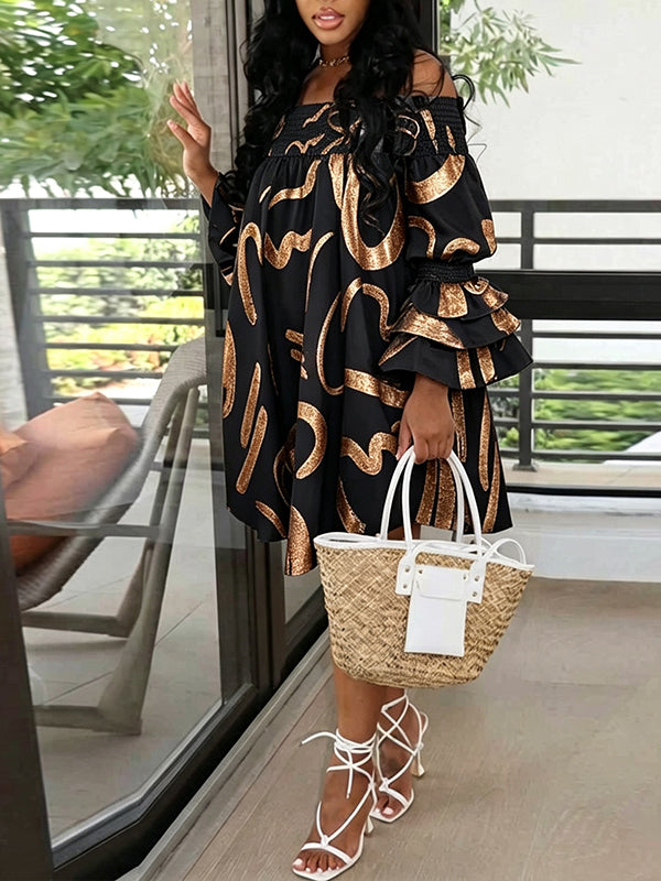 Printed Off-Shoulder Dress