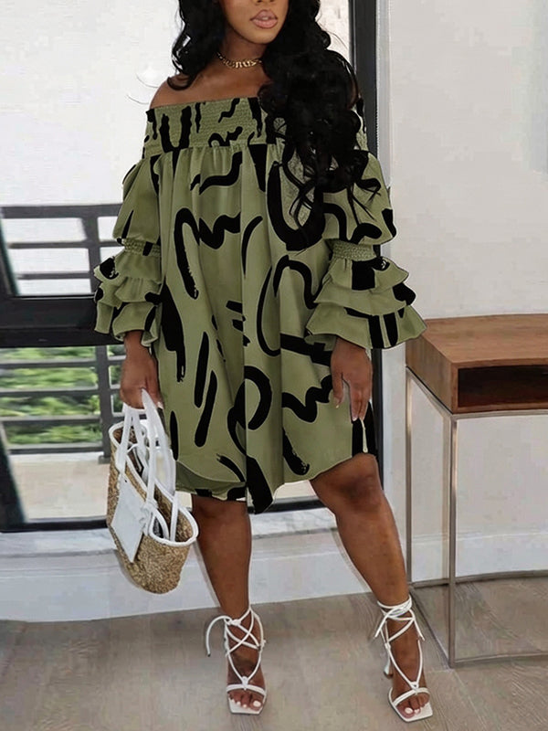 Printed Off-Shoulder Dress